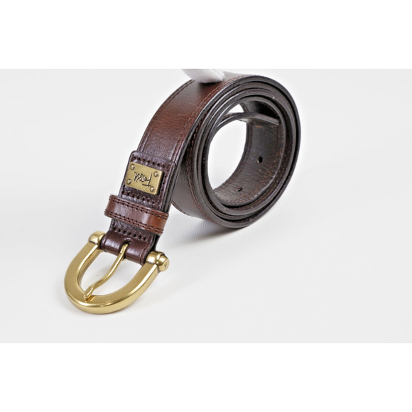 Vintage Fossil Belt Brown Leather Brass Horseshoe Buckle Size L Boho main image 7